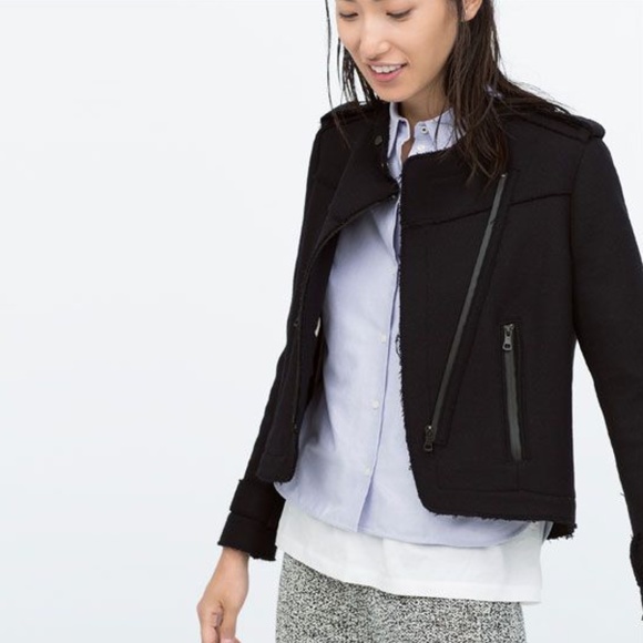 Zara Jackets & Blazers - Zara frayed wool jacket with zipper XS
